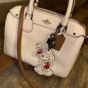 Coach Cream Satchel with Mickey Mouse Design